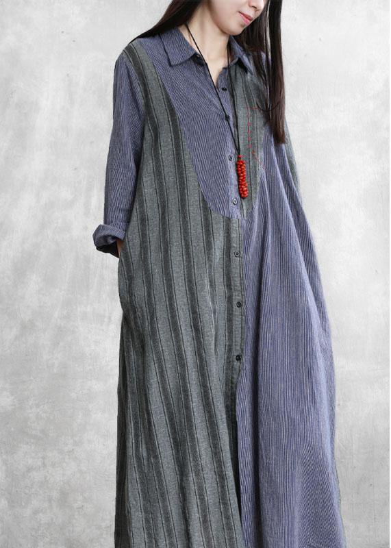 Modern gray striped Fashion clothes Outfits lapel asymmetric outwear - SooLinen