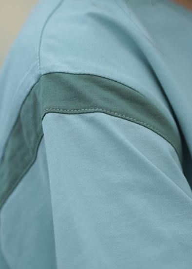 Modern green print cotton blouses for women o neck Midi summer blouses - SooLinen