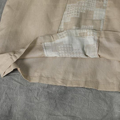 Modern linen cotton Robes 2019 Women Long Sleeve Loose Beige Autumn Dress