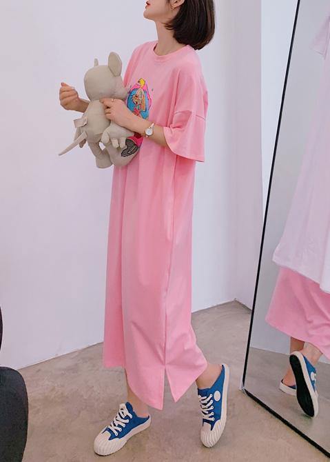 Modern o neck quilting clothes Outfits pink Cartoon anime print long Dresses - SooLinen