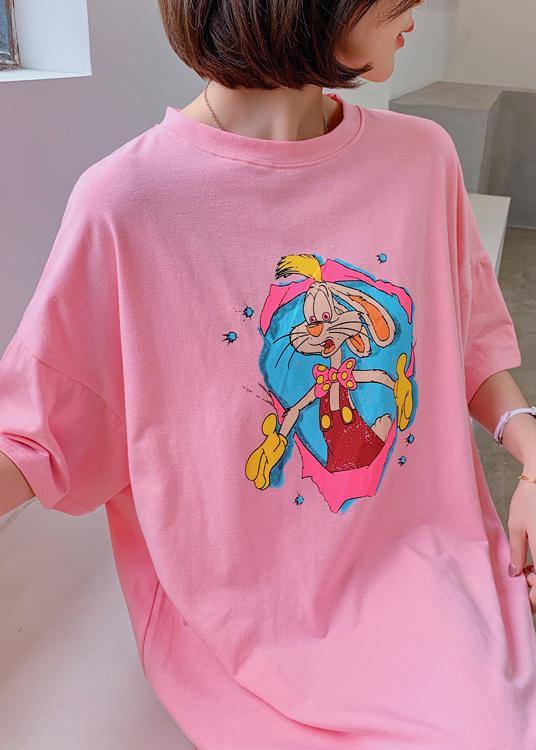 Modern o neck quilting clothes Outfits pink Cartoon anime print long Dresses - SooLinen