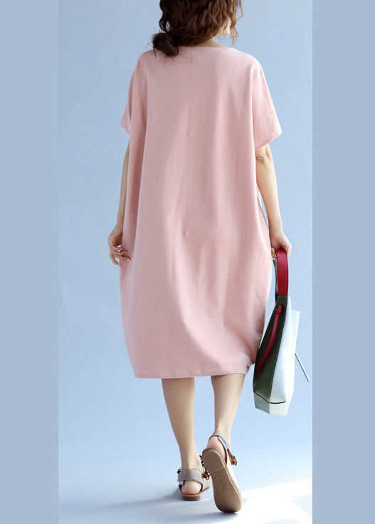 Moderne rosa Baumwolle Quilting Kleidung Mode Ideen Taschen lose Sommerkleider