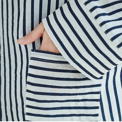 Moderne Taschen Baumwollkleidung Übergröße Tunika Tops schwarz weiß gestreifte Tunika Shirts