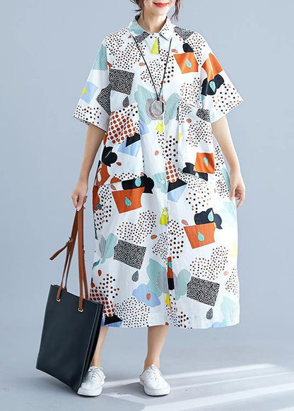 Modern prints cotton clothes big pockets Dresses summer Dress - SooLinen