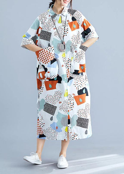 Modern prints cotton clothes big pockets Dresses summer Dress - SooLinen