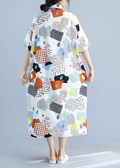 Modern prints cotton clothes big pockets Dresses summer Dress - SooLinen