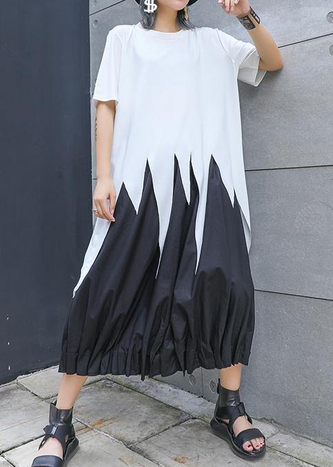 Modern white Shirts o neck asymmetric summer tops - SooLinen