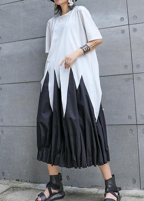 Modern white Shirts o neck asymmetric summer tops - SooLinen