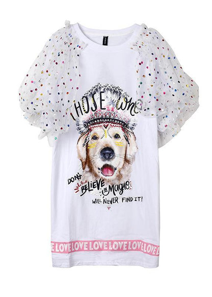 Modern white patchwork cotton quilting clothes prints Maxi summer Dress - SooLinen