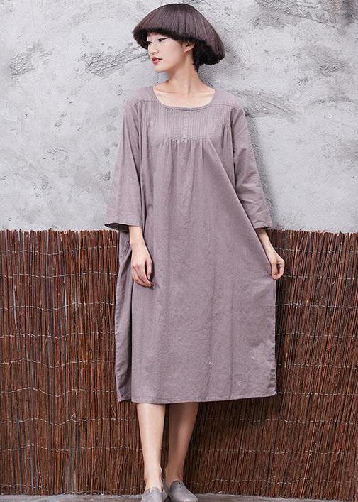 Modern Cinched linen cotton clothes For Women Shirts khaki Dress summer - SooLinen
