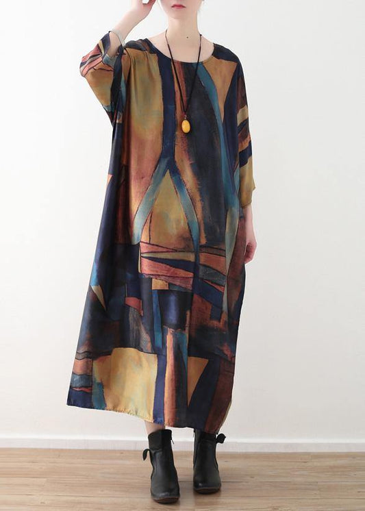 Modern yellow green patchwork color chiffon quilting clothes bracelet sleeved Art summer Dress - SooLinen