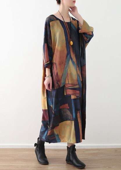 Modern yellow green patchwork color chiffon quilting clothes bracelet sleeved Art summer Dress - SooLinen