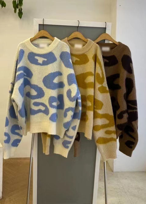 Moderne gelbe lose Nagelperlen Pailletten Herbst Strickpullover