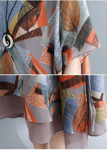 Moderne O-Ausschnitt Patchwork Leinen Baumwolle Tops Print kurze Hemden Sommer