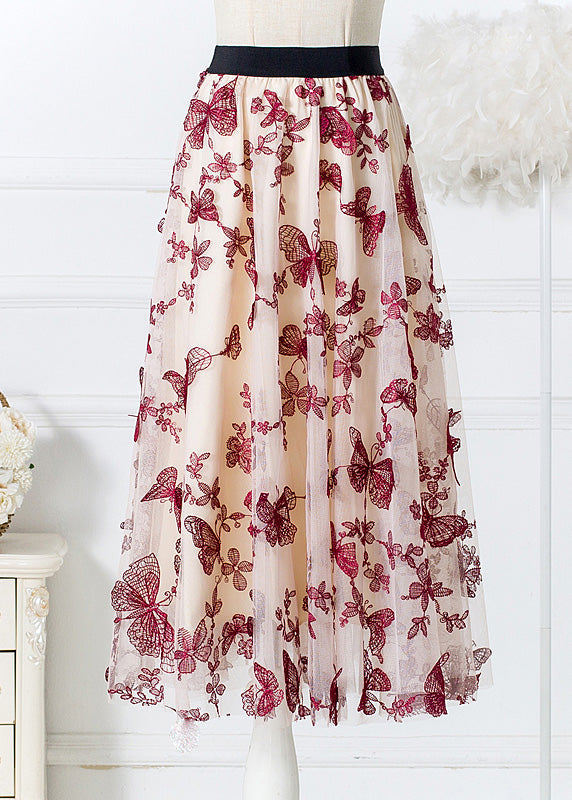 Mulberry bestickter hoch taillierter Tüll-Faltenrock Frühling