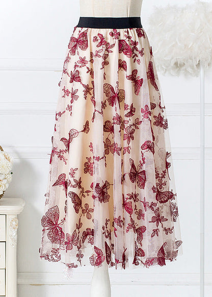 Mulberry bestickter hoch taillierter Tüll-Faltenrock Frühling