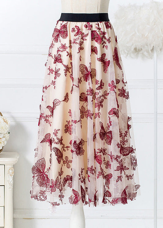 Mulberry bestickter hoch taillierter Tüll-Faltenrock Frühling