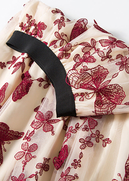 Mulberry bestickter hoch taillierter Tüll-Faltenrock Frühling