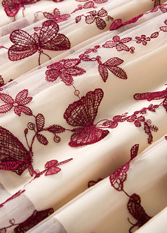 Mulberry bestickter hoch taillierter Tüll-Faltenrock Frühling