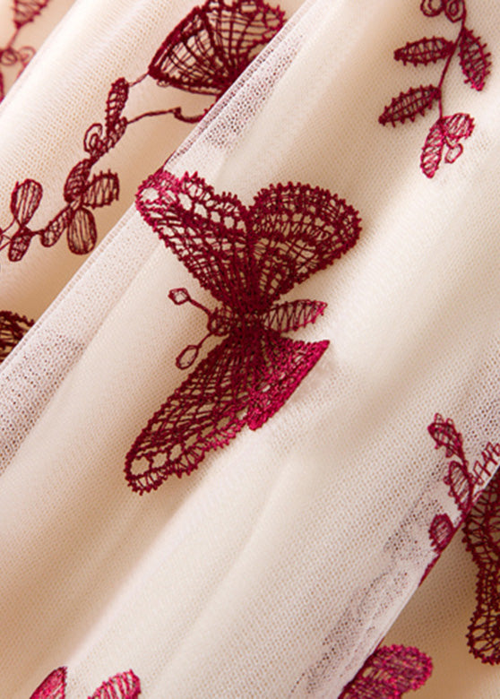 Mulberry bestickter hoch taillierter Tüll-Faltenrock Frühling