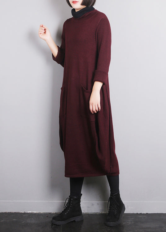 Mulberry O-Ausschnitt Strick-Baumwollfaden Pulloverkleid Herbst
