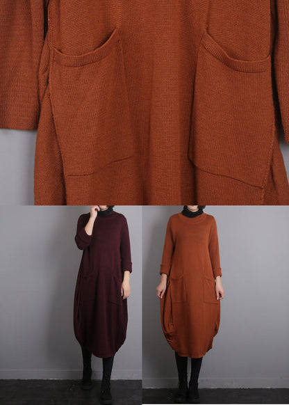 Mulberry O-Ausschnitt Strick-Baumwollfaden Pulloverkleid Herbst