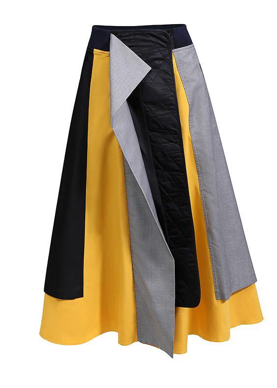 Multicolor Patchwork A-Line Elegant Long Skirt - SooLinen