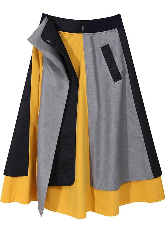 Multicolor Patchwork A-Line Elegant Long Skirt - SooLinen