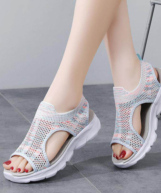 Multicolour Sandals Knit Fabric Elegant Hollow Out Sandals