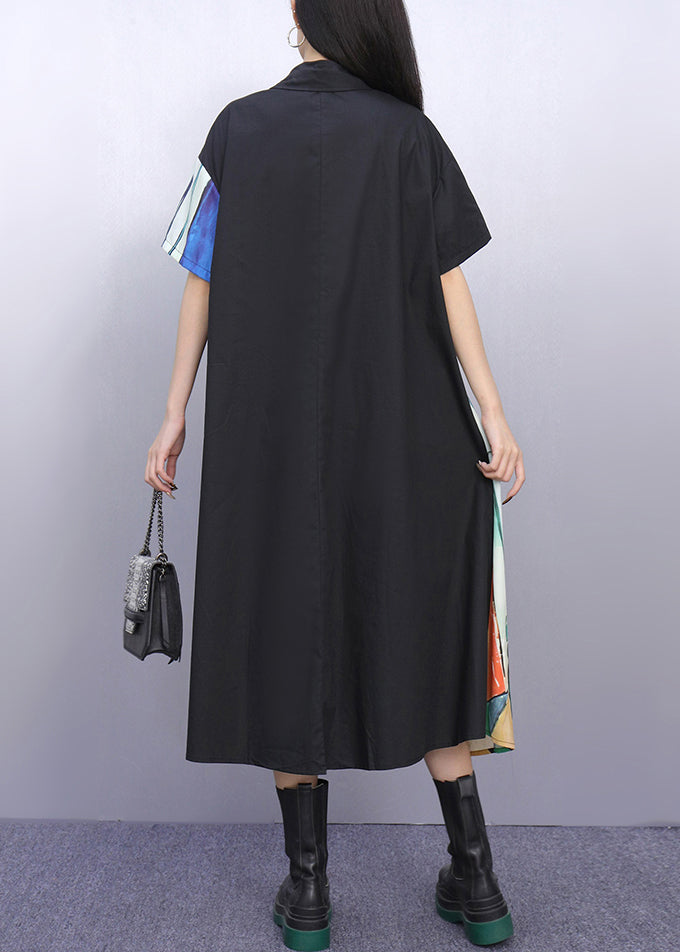 Natural Asymmetrical Peter Pan Collar Print Maxi Dresses Summer