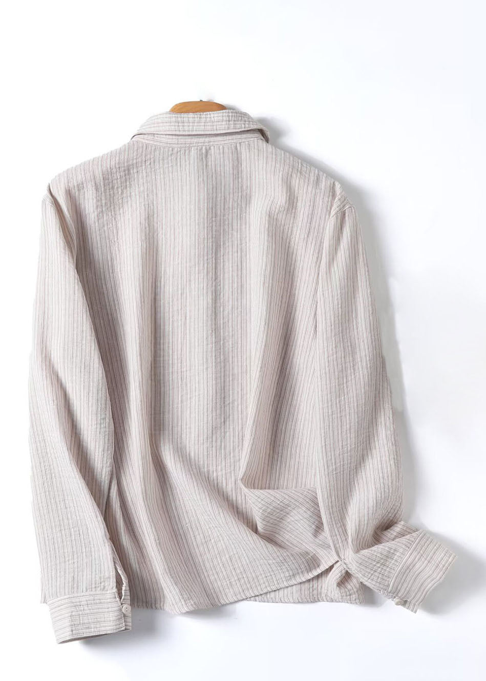 Natural Beige Peter Pan Collar Button Shirt Spring