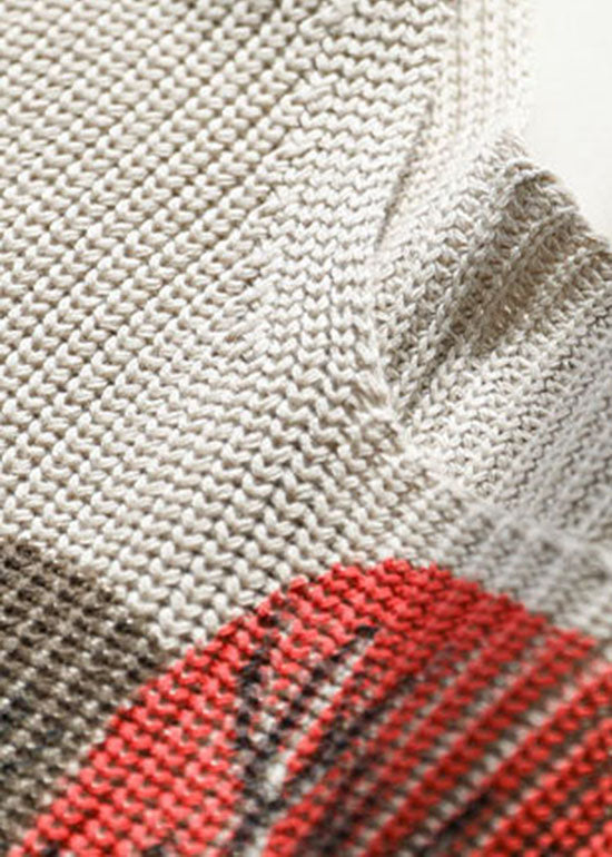 Lässige Weste aus gestricktem Stoff mit natürlichem Print in Beige