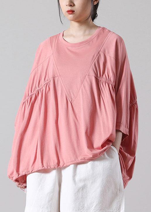 Natural Black Batwing Sleeve Cotton Summer Short Sleeve Tops - SooLinen