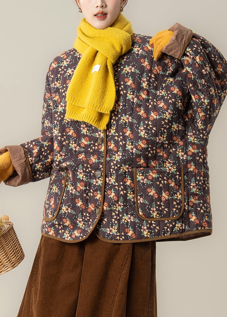 Natural Black Oversized Print Fine Cotton Filled Trench Winter