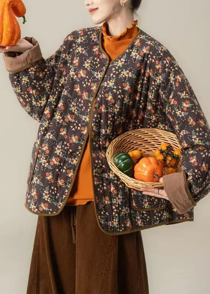 Natural Black Oversized Print Fine Cotton Filled Trench Winter