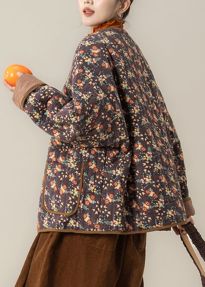 Natural Black Oversized Print Fine Cotton Filled Trench Winter