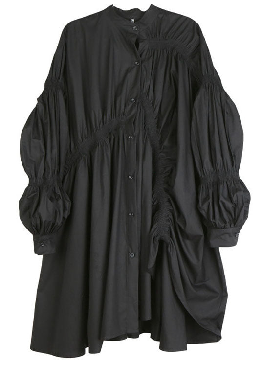 Natürliche schwarze Laternenärmel Asymmetrische Festtagskleider