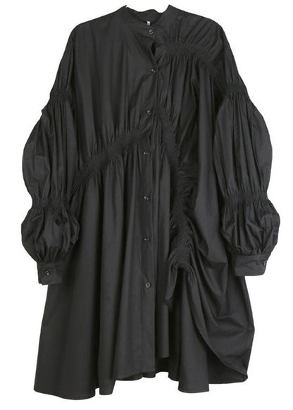 Natürliche schwarze Laternenärmel Asymmetrische Festtagskleider