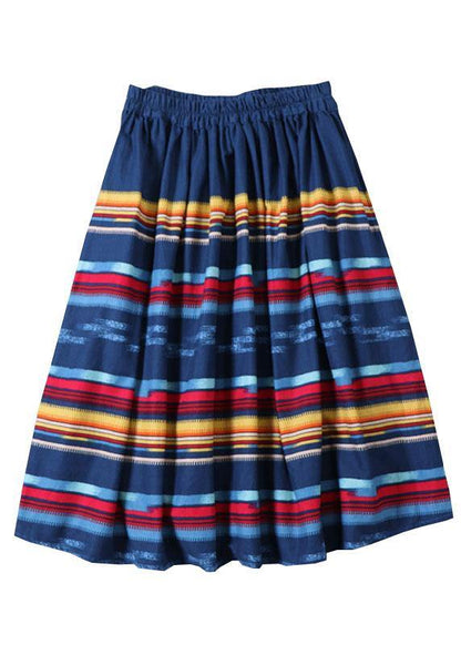 Natural Blue Pockets Wrinkled A Line Fall Skirts - SooLinen