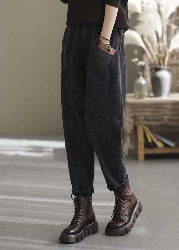 Natürliche Blaue elastische taille Taschen denim Hosen Frühling