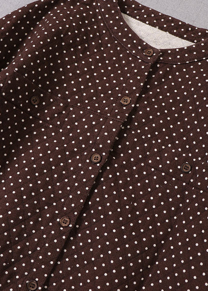 Natürliche Schokolade Low High Design Dot Cotton Shirts Winter