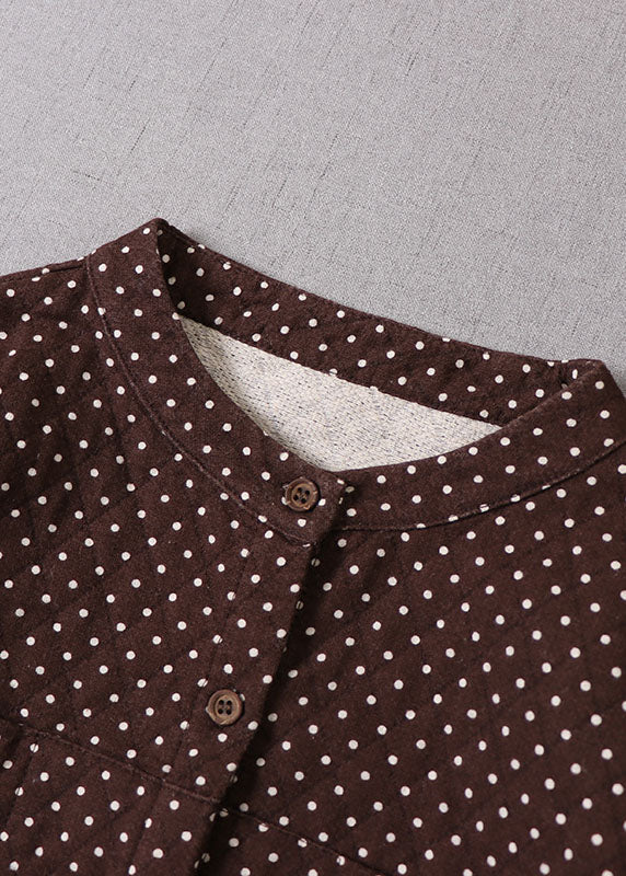 Natürliche Schokolade Low High Design Dot Cotton Shirts Winter