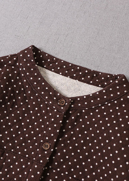 Natürliche Schokolade Low High Design Dot Cotton Shirts Winter