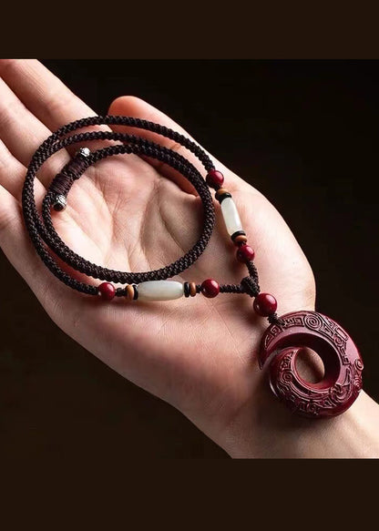 Collar con colgante de cinabrio natural para atraer la riqueza