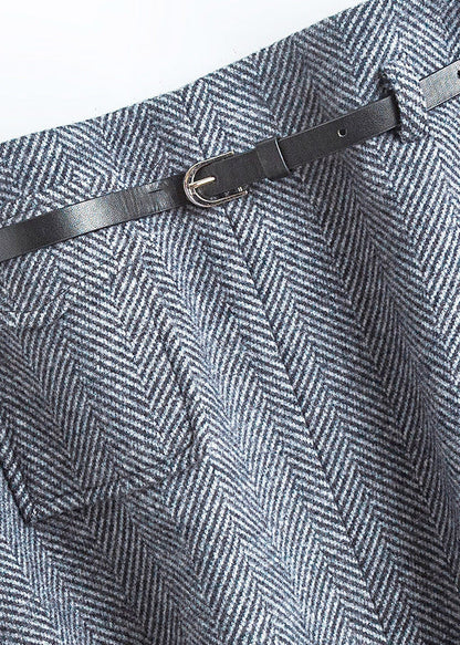 Natürliche Dunkelgrau hohe Taille Wolle A-Linie Röcke Frühling