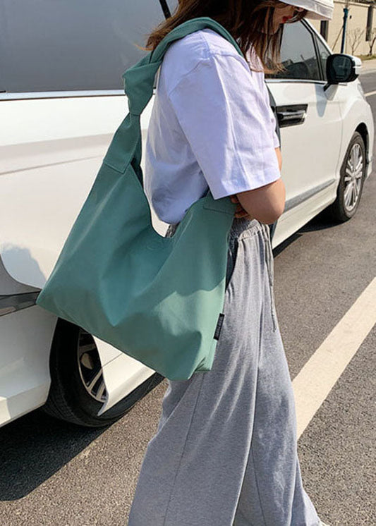 Naturgrüne Satchel-Handtasche aus massivem Nylon