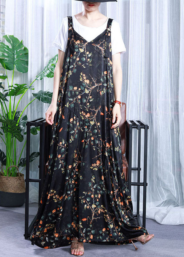 Naturgrüner V-Ausschnitt Print Seidenoverall Jumpsuit Frühling