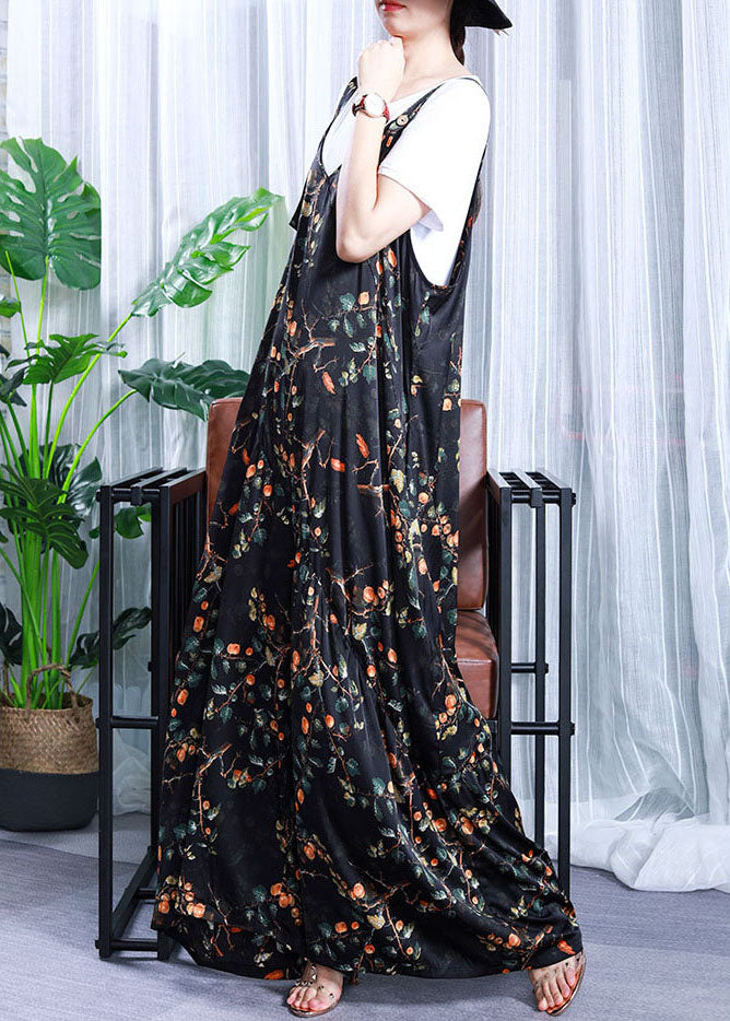 Naturgrüner V-Ausschnitt Print Seidenoverall Jumpsuit Frühling