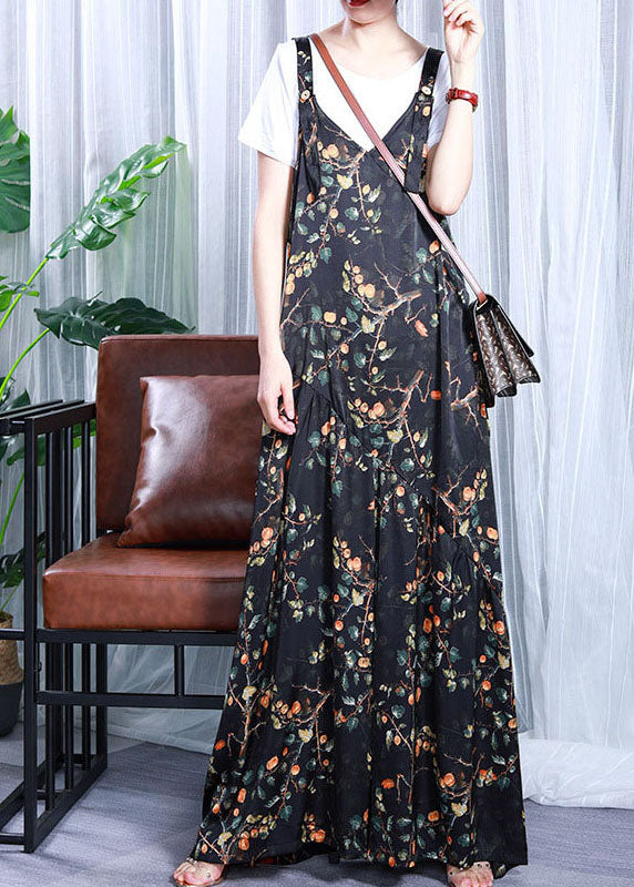 Naturgrüner V-Ausschnitt Print Seidenoverall Jumpsuit Frühling