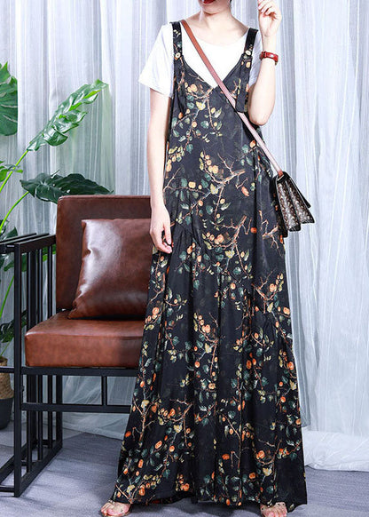 Naturgrüner V-Ausschnitt Print Seidenoverall Jumpsuit Frühling